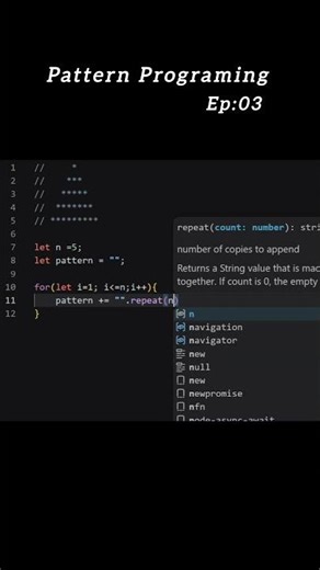 Pattern Programing in JS #coding #javascript #pattern #programming #interview #code #webdevelopment