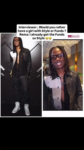 Rema confidently responds that money isn’t a factor for him since he already has funds, so he’d rather choose a partner with style, personality, and a strong sense of fashion #rema #fyp #viral #trend #mavinsrecord