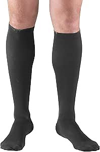 Truform Compression Socks, 15-20 mmHg, Men's Dress Socks, Knee High Over Calf Length, Charcoal, Large
