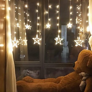 [Hot Item] Bedroom LED Fairy Hanging Strip Lamp Window LED Star Curtain String Light