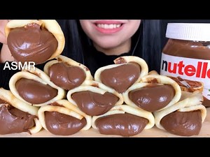 ASMR Nutella Chocolate Crepe Rolls | Mukbang Eating Sounds