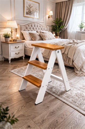 White and Natural Wood Step Stool | Minimalist Wooden Step Ladder | White Kitchen Step Ladder | Handmade Wooden Step Stool - Etsy