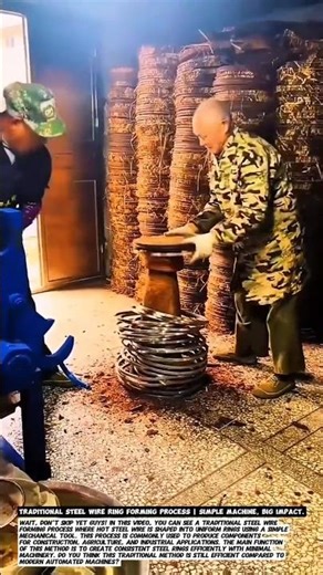 Traditional Steel Wire Ring Forming Process | Simple Machine, Big Impact.
