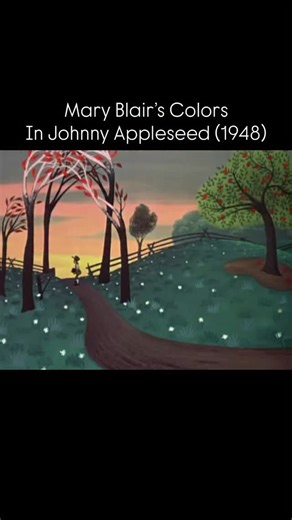33K views · 5.8K reactions | Mary Blair’s influence can be seen all over Disney’s mid-century films, from Cinderella and Alice in Wonderland to Peter Pan. But her signature style first appeared in the package films of the 1940s. Here’s a clip from Melody Time’s “Johnny Appleseed” segment, where her use of color and design is on full display, a perfect watch for the fall season. | Disney History Channel | Facebook