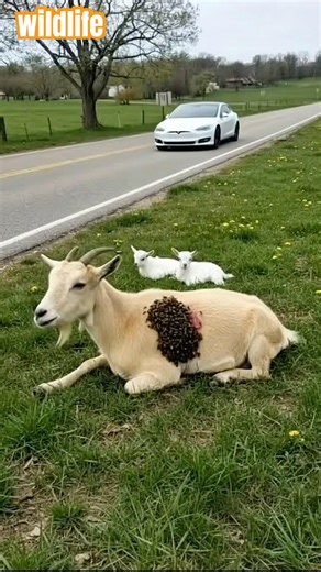 Act of Kindness — Man Rescues a Goat Mother and Her Babies on the Road #animals #animalfriends