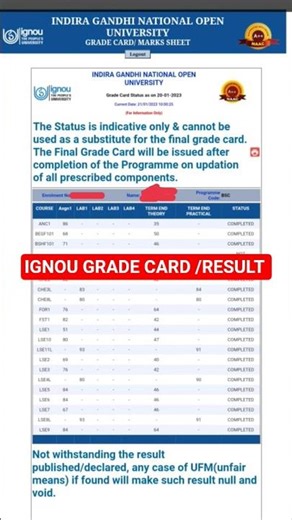 HOW TO CHECK IGNOU GRADE CARD STATUS AND RESULT 🔥✅💯 ///