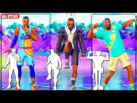 LeBron James Fortnite (All Styles) doing Own THE SILENCER EMOTE and All Built-In Emotes!..