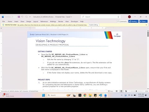 Shelly Cashman Word 365 | Module 4: SAM Project A Vision Technology