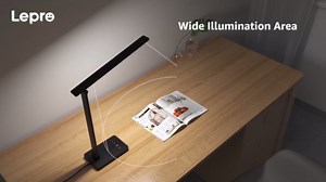 Lepro 15.1 in. Black Dimmable LED Desk Lamp with Touch Control and Eye Caring with 5 Color Modes For Reading, Sewing, Working OS310002DWW