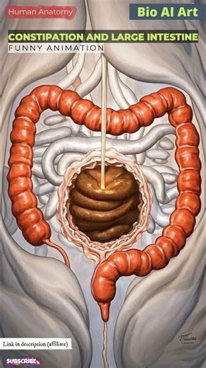 Constipation and Constipated Stool through the Large Intestine Animation | Bio AI Art | 31