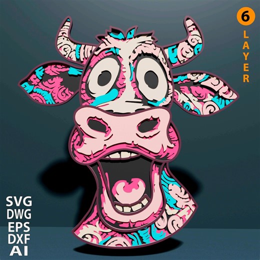 Lustige Kuh mehrschichtige SVG. Laser cut Datei. Lagenbau. Sperrholzzuschnitt. CNC. Mandala Sperrholz - Etsy.de