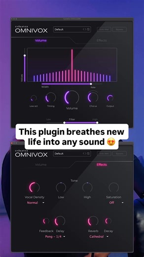 This isn’t just a reverb ❌ 🔥Omnivox makes vocal mixing easier than ever before. OMNIVOX breathes new life into any sound by spreading, multiplying, and shaping it into something far bigger than what you started with. 🔹 Generate up to 33 voice layers to create everything from subtle doubles to full choirs. 🔹 Spread those layers across the stereo field for a wide, immersive feel. 🔹 Offset voice timing to add natural movement and variation. 🔹 Introduce deeper tonal weight with layered lower-oc