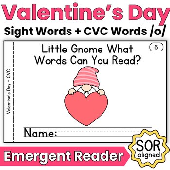 Valentine Emergent Reader Sight Word Sentences with CVC Word Practice Mini Book