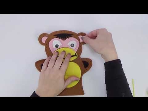 Manualidad: Titere de Mono en fieltro con ojos locos en kit Especial para niños DIY