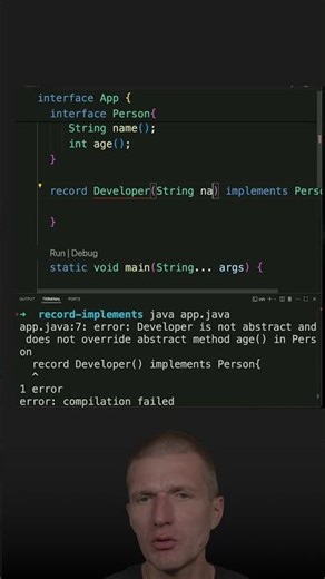 Interface implementing Record #java #shorts #coding #airhacks