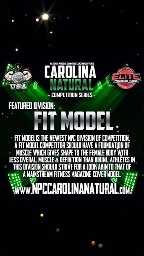 NPC Carolina Natural Series on Instagram: "FIT MODEL is the newest NPC Division of Competition. Our Fit Model division offers all classes including True Novice, Novice, Collegiate, Hero, Masters & Open. For a full breakdown of this and all of our NPC Divisions of Competition please visit us online at www.NPCCarolinaNatural.com #npc #ifbb #arnoldclassic #npcbenweider #npcpittsburgnatural #naturalbodybuilding #natty #carolinanpc #ncnpc #scnpc #npccarolinanatural"