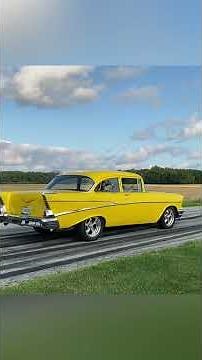 Beautiful 1957 Chevy Bel Air / 210 Rips Burnout Leaving Car Show!! Tri-Five Chevy Burnout!