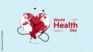 World Health Day 2024 concept background. World health day 3D concept text design with doctor stethoscope. Health For All. 4K animation. Stock Video