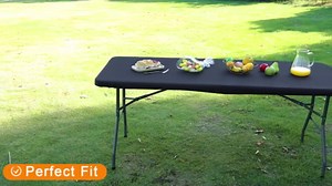 Smiry Rectangle Picnic Table Cloth, Waterproof Elastic Fitted Tablecloths for 4 Foot Tables, Washable Polyester Table Cover for Camping, Indoor and Outdoor (Peacock Blue, 30"x48")