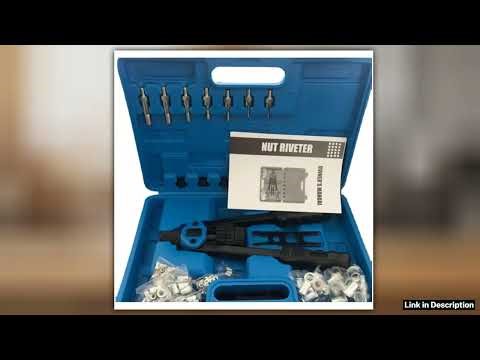 Professional 13 Hand Rivet Nut Gun Hand Riveter Rivnut Tool Kit with 7 Pcs Metric Mandrels and 110P