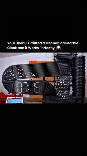 Entrepreneur_Mind on Instagram: "This creator spent months building a fully working mechanical marble clock using only 3D printed parts. What looked simple at first turned into a serious challenge as tracks jammed, lifts failed, and entire sections needed reprinting and hand finishing to fix timing issues. After many revisions, the lift system and gravity circuit finally worked as planned. He is now focused on the marble selector, the most complex part of the build, aiming to complete the projec