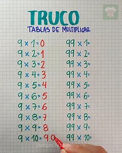 2.5M views · 61K reactions | La tabla del 9 y el 99  Tablas de multiplicar  | Juegos Matemáticos | Facebook