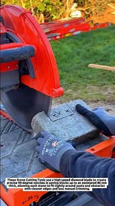 Stone Cutting Tools Make Precise 90° Notches in 80 mm Paving Blocks with a Diamond Blade