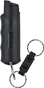 SABRE 3-in-1 Defense Spray – Pepper Spray, Tear Gas & UV Dye, Quick Release Keychain for Easy Carry, Finger Grip for Aim, 3X Longer Spray Time (Up to 10 Seconds), Max Police Strength, 0.54 fl oz