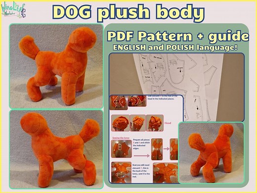 Dog Plush Body Base PDF Pattern   Detailed Sewing Guide/instructions for Your Own Dog Plushie: Pug, Bulldog, Wolf, Canine Template - Etsy