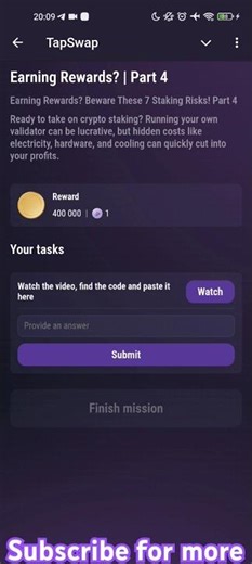 Earning Rewards? | Part 4 | TapSwap Code TapSwap Answer