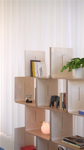 Configure your Elysée – a modular bookcase in bent plywood encapsulating the lightness and balance of Pierre Paulin's works: https://www.magisdesign.com/product/elysee/ #MagisOfficial #designlovers #modularfurniture #modularbookcase #interiorinspiration | Magis