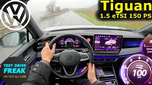2024 VW Tiguan 1.5 eTSI R-Line (150 PS) country road POV drive + fuel consumption test