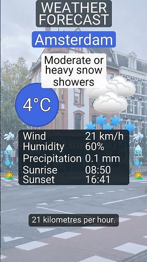 Amsterdam weather: Moderate or heavy snow showers on 4 January 2026
