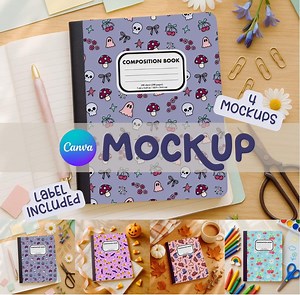 Composition Notebook Canva Mockups, Drag-drop Frames, Digital Mockup for Pattern Designers & Sellers, Custom School Notebook Cover Templates - Etsy