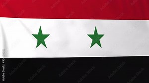 Flag of Syria, slow motion waving. Rendered using official design and colors. Highly detailed fabric texture. Seamless loop in full 4K resolution. ProRes 422 codec.