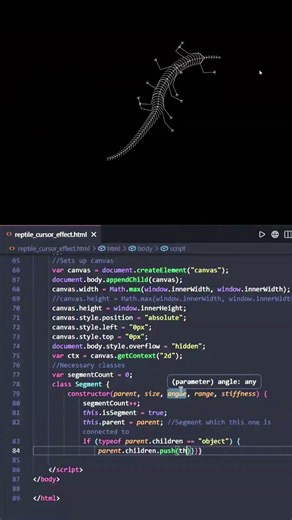 I Made a Reptile Cursor Effect Using JavaScript | Full Stack Web Development Course #shorts #coding