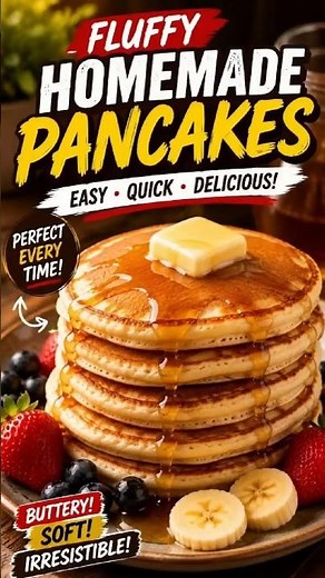 Fluffy Homemade Pancakes 🥞 | Easy Breakfast Recipe with Butter & Maple Syrup #shorts