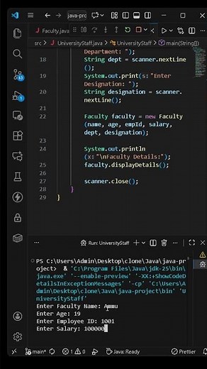 Java OOP University Staff Management System Person → Employee → Faculty Inheritance