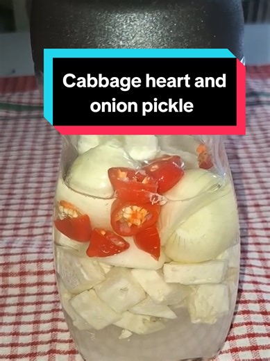 Pickling Onions and Cabbage Heart in a Recycled Bottle