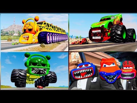 MEGA TRUCK BATTLE! 🏎️ Giant Spider McQueen vs Monster Evolution
