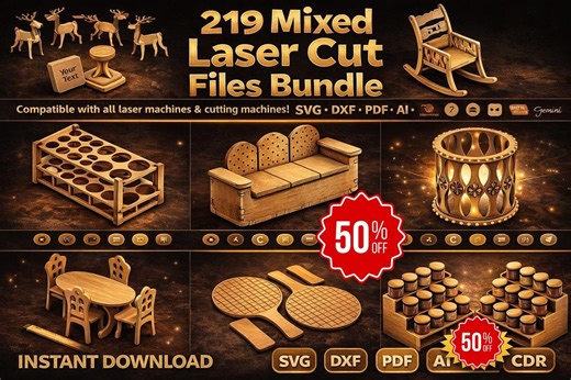219 Mixed Laser Cut Files Bundle, Woodworking CNC Glowforge, Instant Download - Etsy