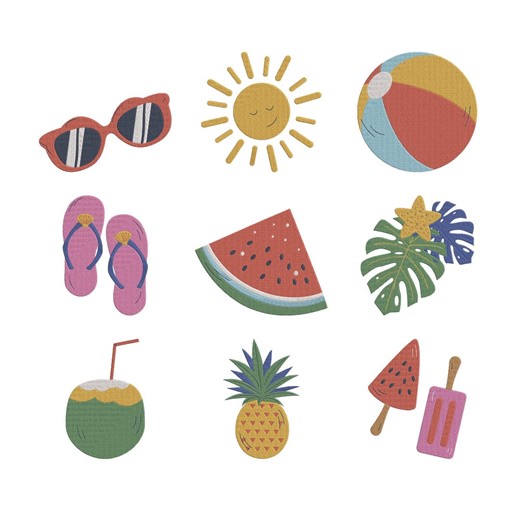Summer Beach Embroidery Design, Tropical Vacation Sun Watermelon Pineapple Machine Embroidery File, Instant Download - Etsy