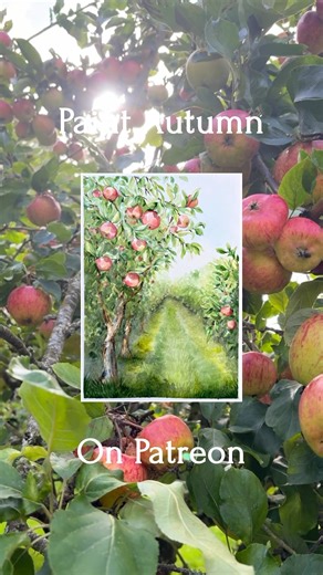 Paint this apple orchard with me on Patreon (sweet pea tier and above) click the link to join | De Winton Paper co