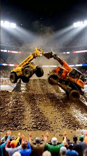 Heavy Machinery JUMPS! 🚧 Epic Excavator & Loader Stunts in Mud Arena!