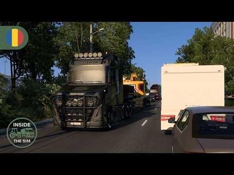 Taking wide load to very narrow roads in Romania with Volvo VT5 | Wheel cam | Open Pipe Sound | ETS2
