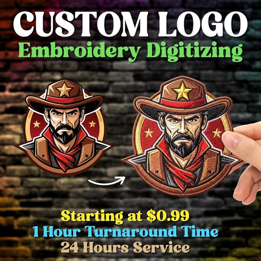 Custom Embroidery Digitizing Service, Logo Digitizing (digital Product) - Etsy