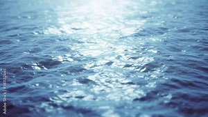 Beautiful blue water surface. Abstract background waves. Seamless loop 4k animation. Slow motion calm ocean surface