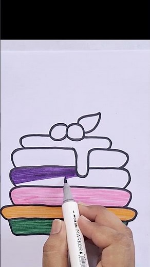 How to draw cute Cake step-by-step for kids