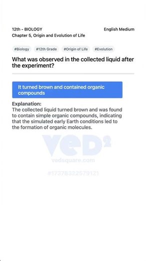 Biology 12th Origin and Evolution of Life Experiment Outcome
