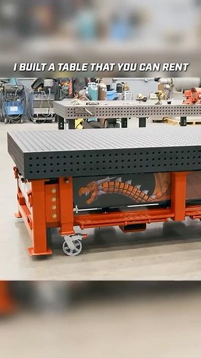 From a basic shipping crate to a fully powder-coated Fireball-Red table system!